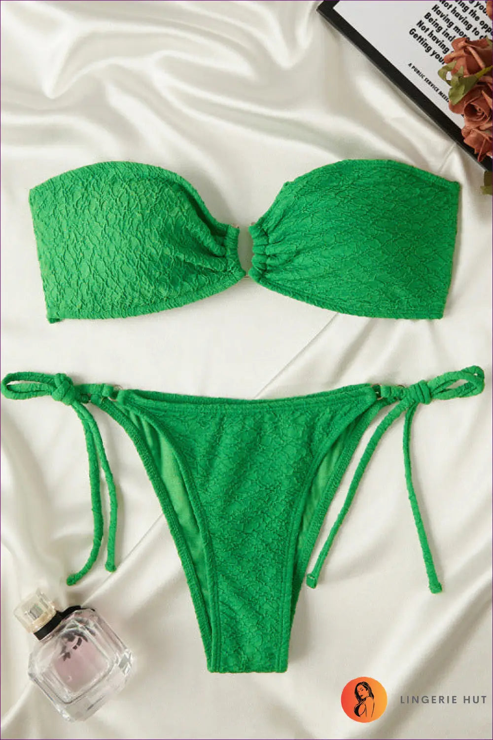 Bandeau Bikini with Ring Detail - Summer Evenings Sorted - s / Green - Backless • Cutout • Glamour - Lingerie Hut