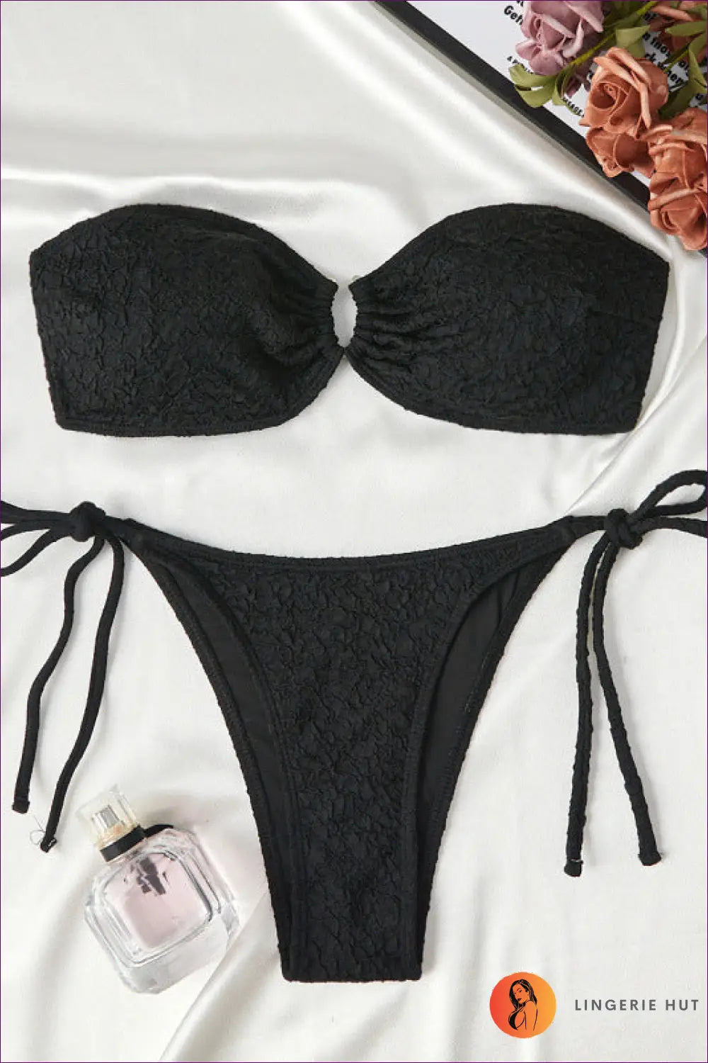 Bandeau Bikini with Ring Detail - Summer Evenings Sorted - s / Black - Backless • Cutout • Glamour - Lingerie Hut