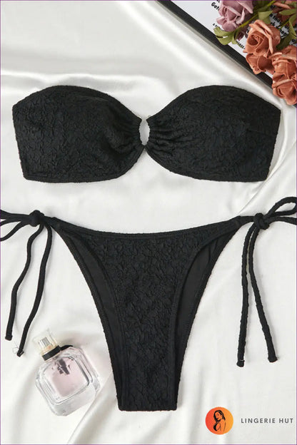 Bandeau Bikini with Ring Detail - Summer Evenings Sorted - s / Black - Backless • Cutout • Glamour - Lingerie Hut