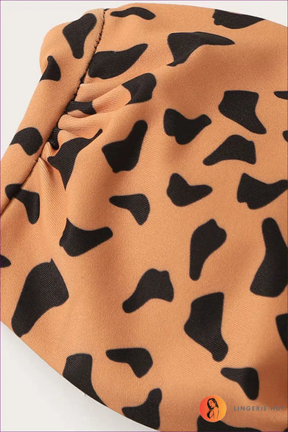 Bandeau Bikini Set with Animal Print and Scallop Trim Bottoms for Animal, Beachwear, Bikini, Casual,