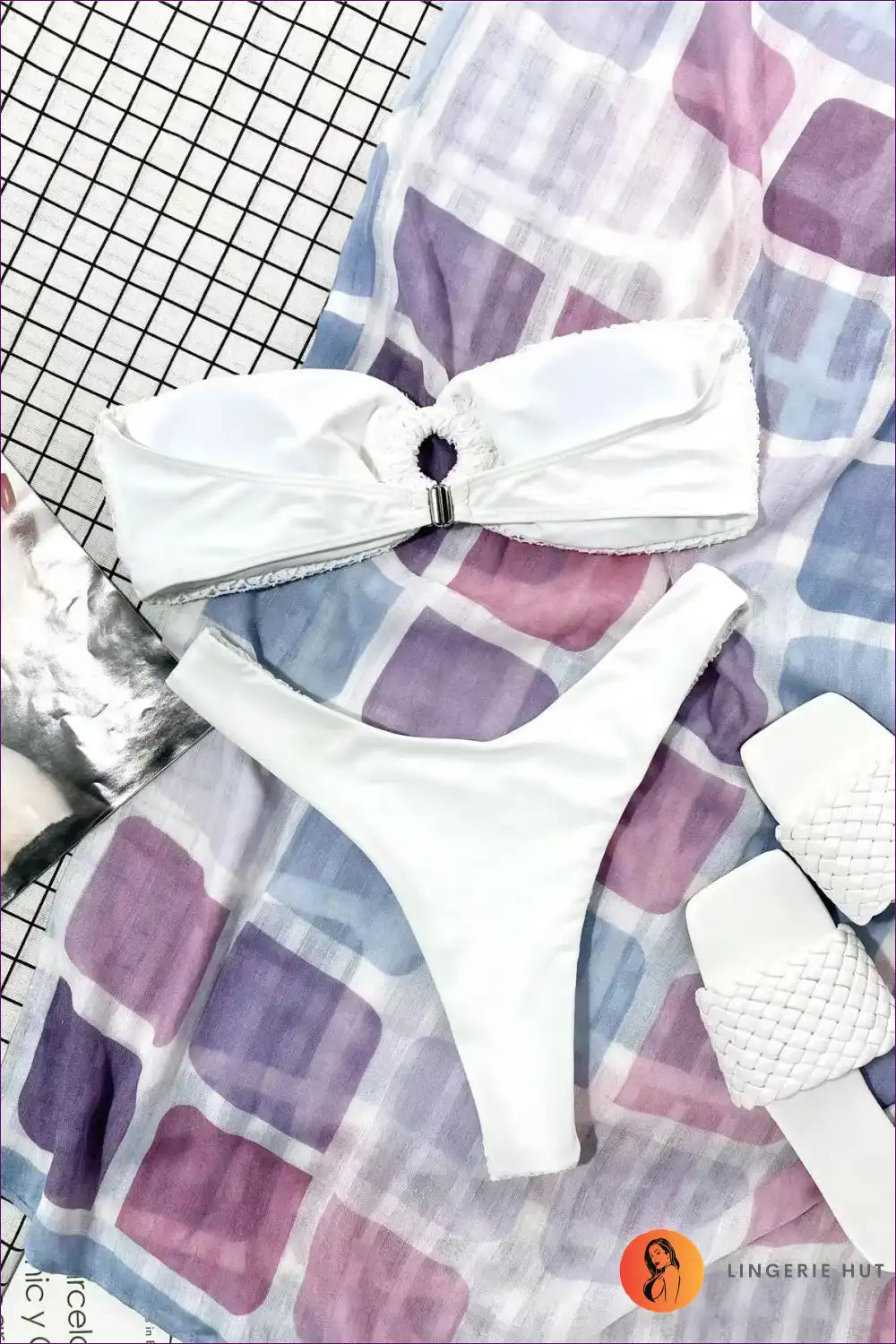 Bandeau Bikini Set with Textured Ring Detail - Poolside Confidence for Beachwear, Bikini, Cutout, Everyday,