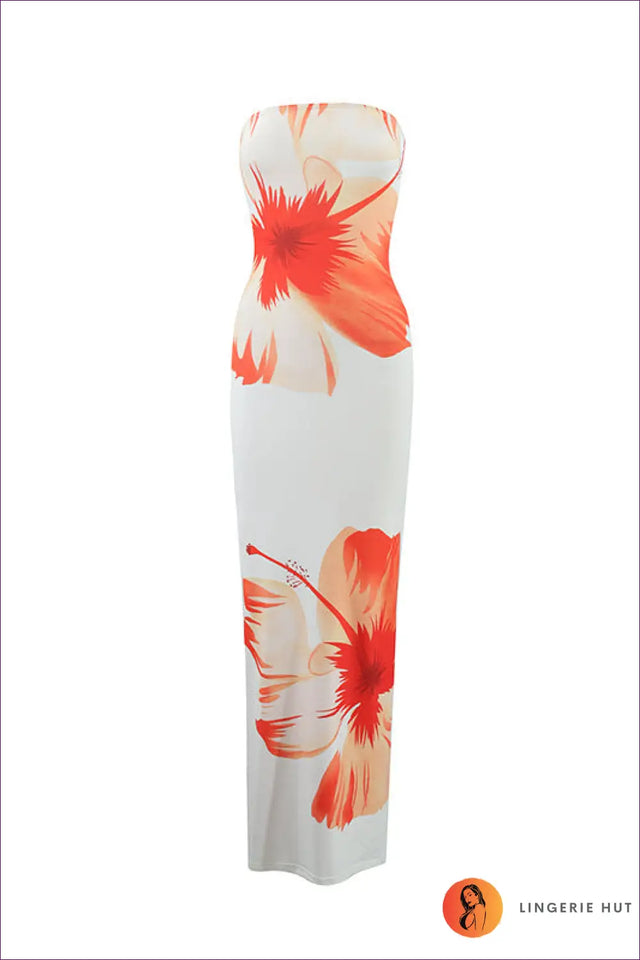 Bandeau Dress with Tropical Print - Vacation Confidence