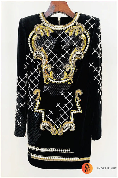 Baroque Embroidered Mini Dress - Understated Glamour - s / Black - Dresses - Lingerie Hut - All Season • Bodycon