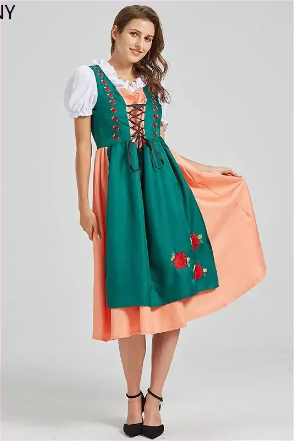 Bavarian Dirndl Costume Set - Bodice Apron Festival Dress - Beige / s / China Mainland - Halloween • just in • Party