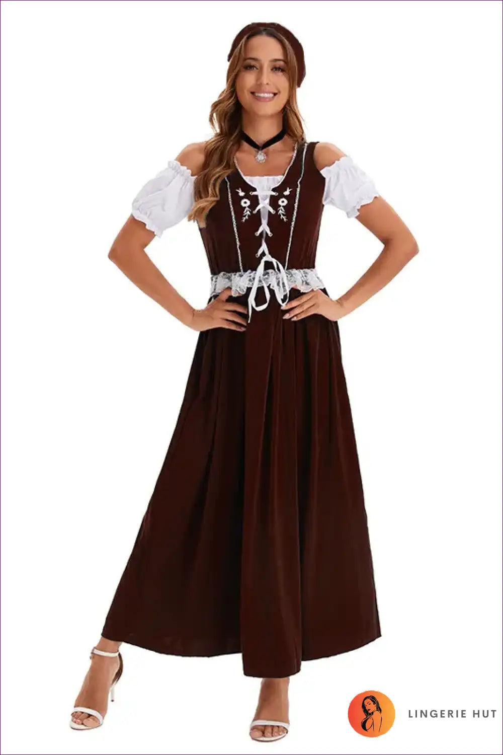 Bavarian Green Dirndl Maxi Dress - Oktoberfest Chic for Costume, Oktoberfest, Retro, Theme Parties