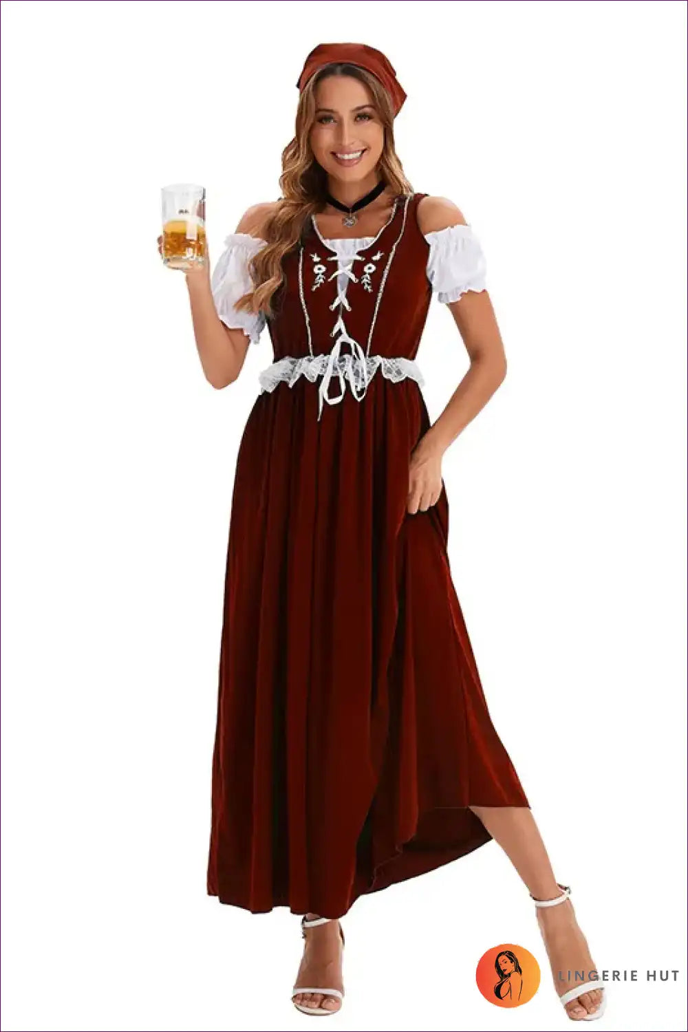 Bavarian Green Dirndl Maxi Dress - Oktoberfest Chic for Costume, Oktoberfest, Retro, Theme Parties