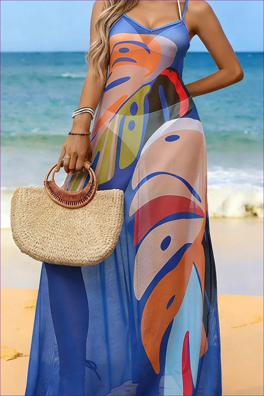 Beach Cover-up with Abstract Print - Artistic Escape - Cover Up - Lingerie Hut - Beachwear • Boho • Casual • Chiffon