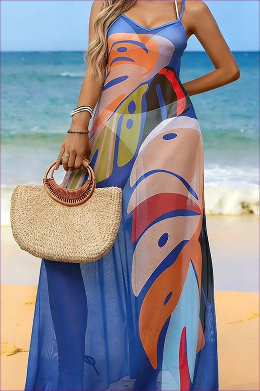 Beach Cover-up with Abstract Print - Artistic Escape - Cover Up - Lingerie Hut - Beachwear • Boho • Casual • Chiffon