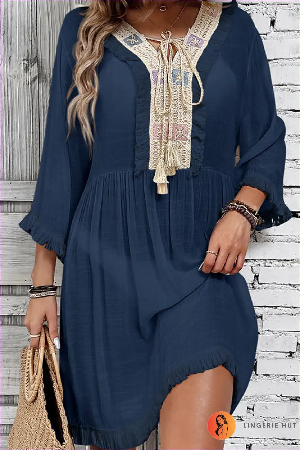 Beach Cover-up with Crochet Detail - Bohemian Escape for Beachwear, Boho, Casual, Cover Up,