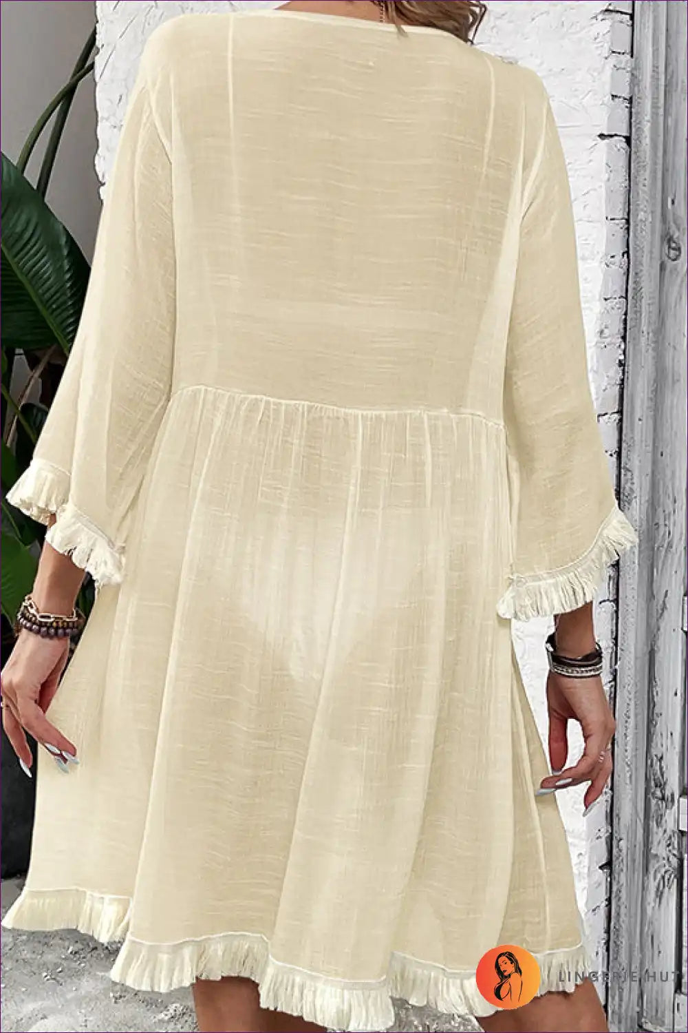 Beach Cover-up with Crochet Detail - Bohemian Escape for Beachwear, Boho, Casual, Cover Up,