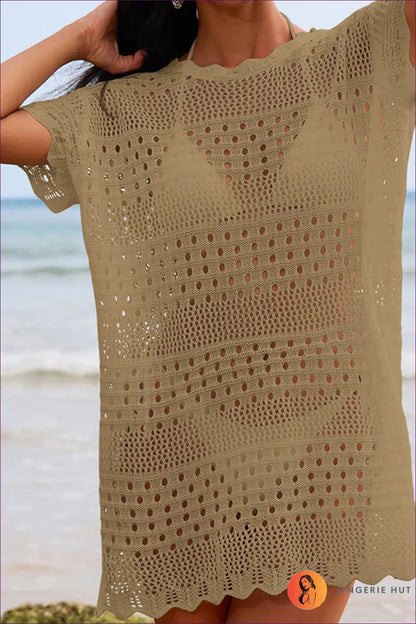 Beach Cover-up with Crochet Details - Bohemian Elegance for Beachwear, Boho, Casual, Cover Up,