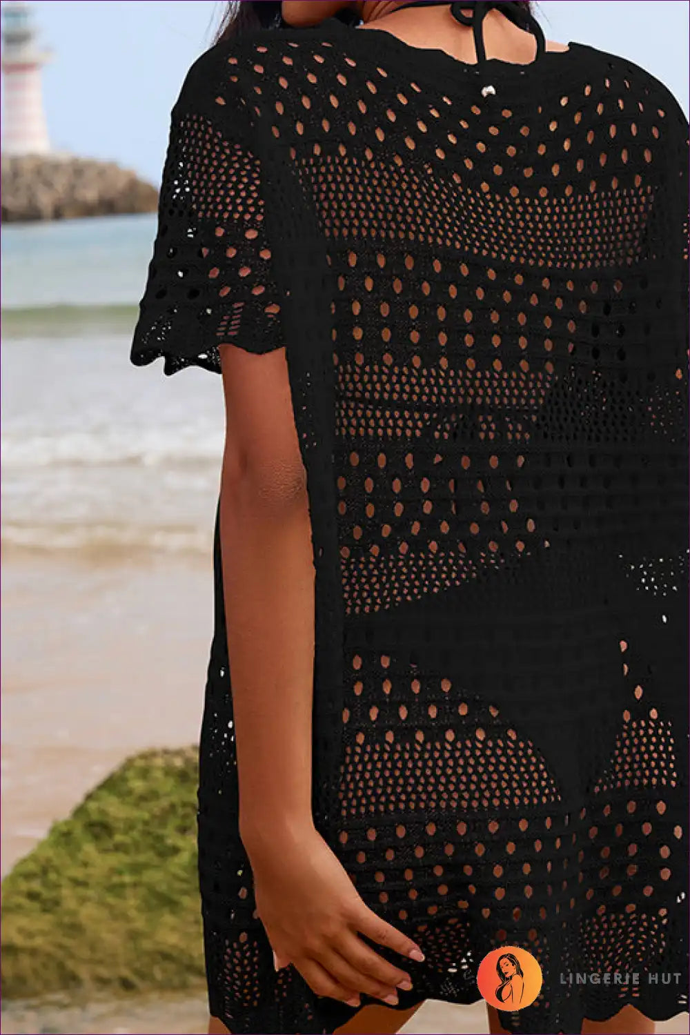 Beach Cover-up with Crochet Details - Bohemian Elegance for Beachwear, Boho, Casual, Cover Up,