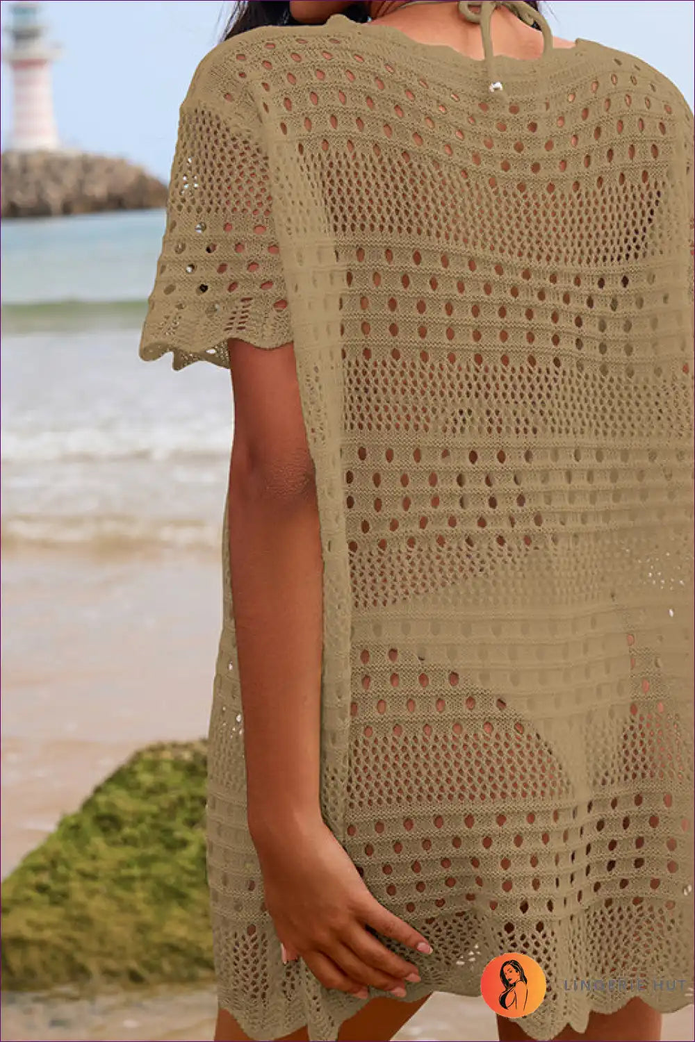 Beach Cover-up with Crochet Details - Bohemian Elegance for Beachwear, Boho, Casual, Cover Up,