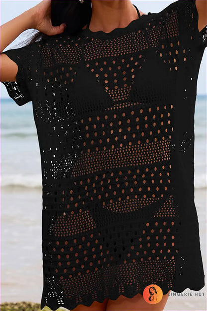 Beach Cover-up with Crochet Details - Bohemian Elegance for Beachwear, Boho, Casual, Cover Up,