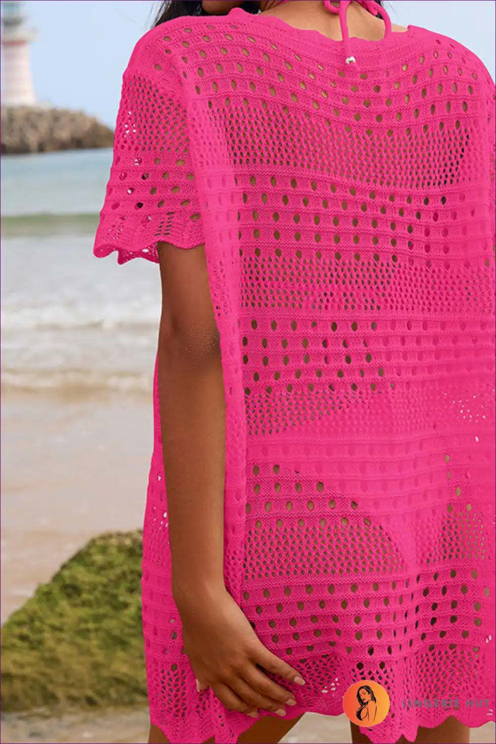 Beach Cover-up with Crochet Details - Bohemian Elegance for Beachwear, Boho, Casual, Cover Up,