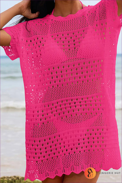 Beach Cover-up with Crochet Details - Bohemian Elegance for Beachwear, Boho, Casual, Cover Up,