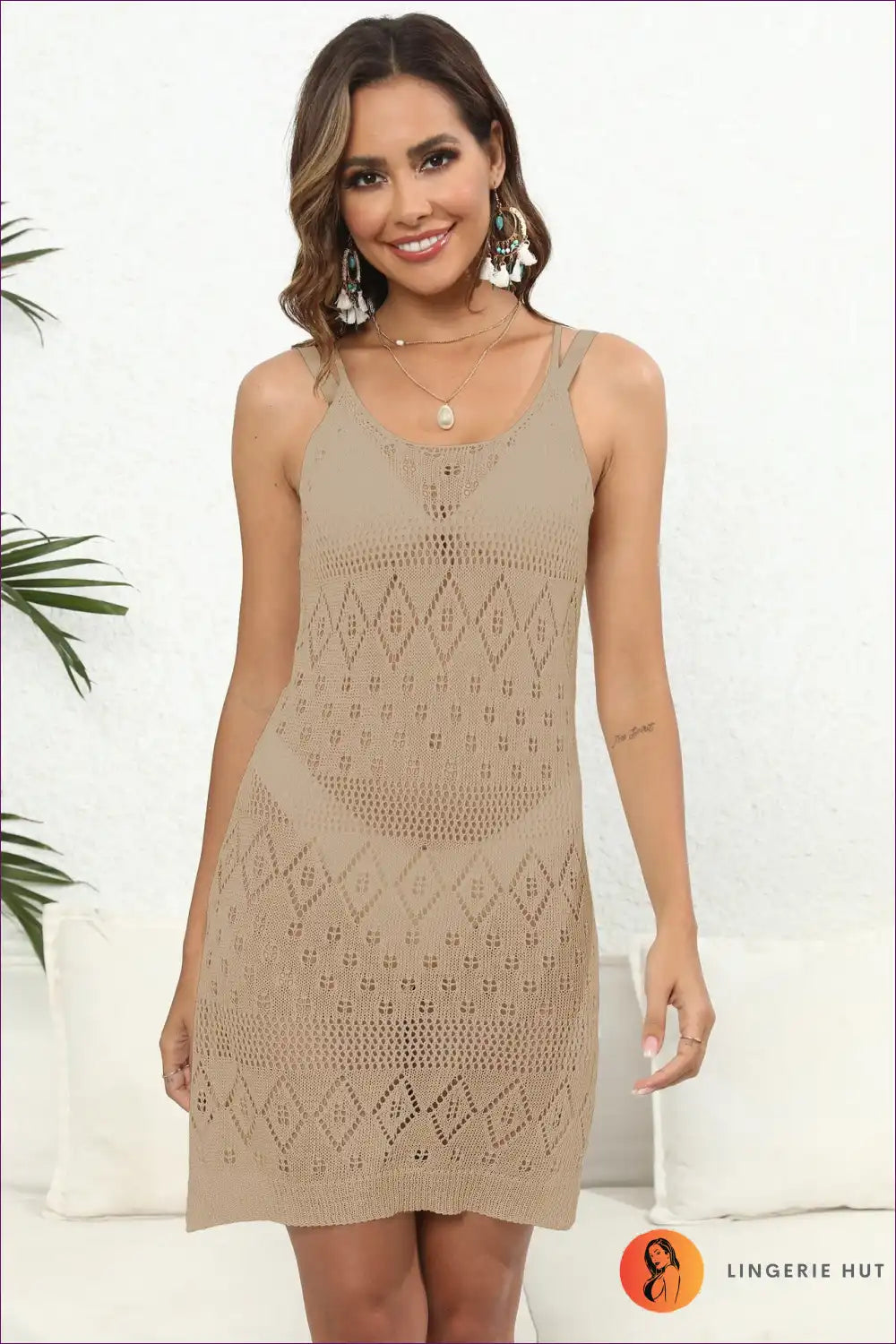 Beach Cover-up with Crochet Details - Effortless Escape for Beachwear, Boho, Casual, Cover Up,