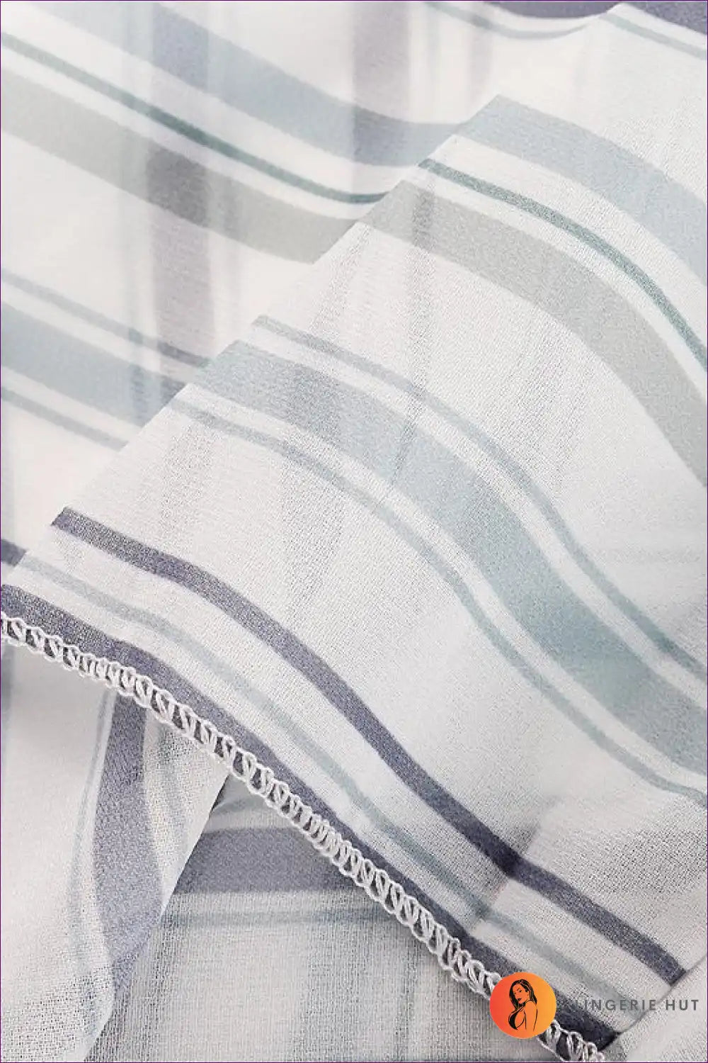 Beach Cover-up with Stripe Detail - Coastal Chic for Beachwear, Boho, Casual, Chiffon, Cover Up