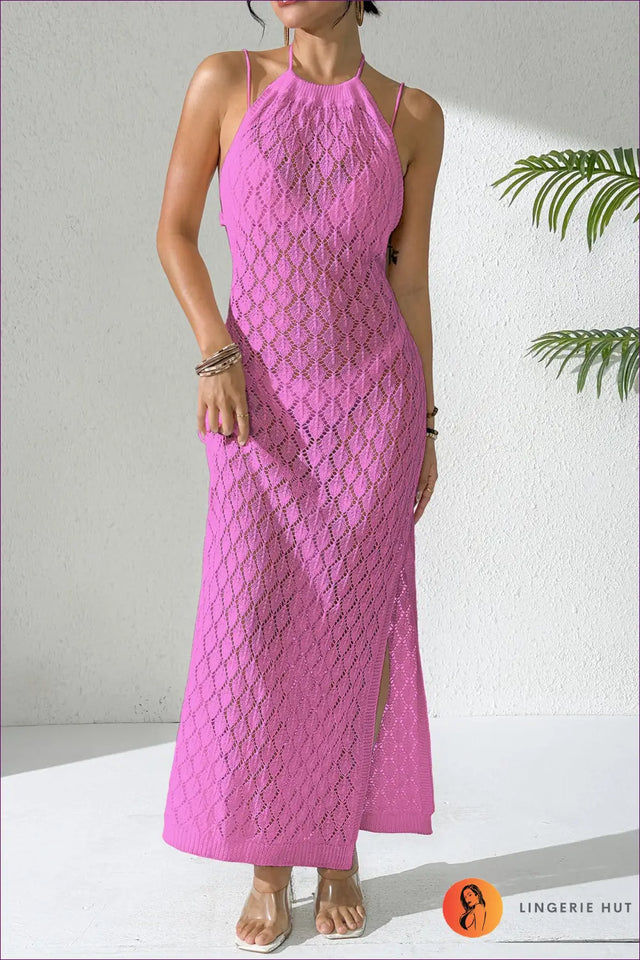 Crochet Maxi Cover Up Dress - Carefree Beach Style