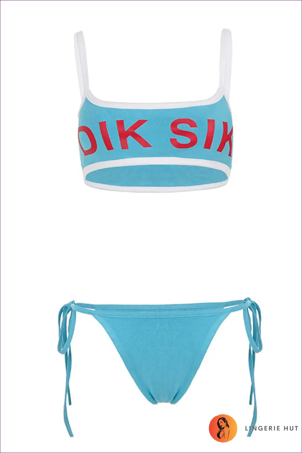 Beach Vacation Sexy Letters Printed Contrast Color Bikini Shorts Three Piece Sports Casual Set - s / Lingsharp