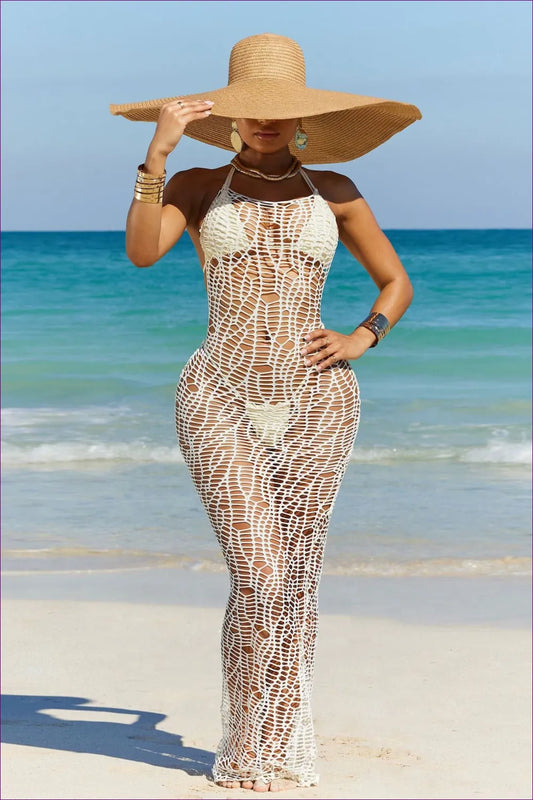 Beachside Crochet Maxi Dress - Coastal Chic