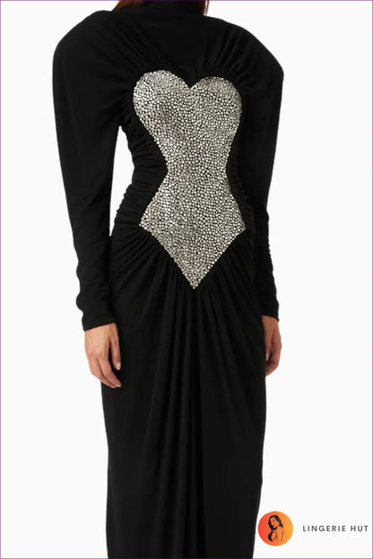 Beaded Bodycon Mini Dress - Gold Fringe & Sequin Detail - s / Black - Clubwear • Elegant • just in - Sight