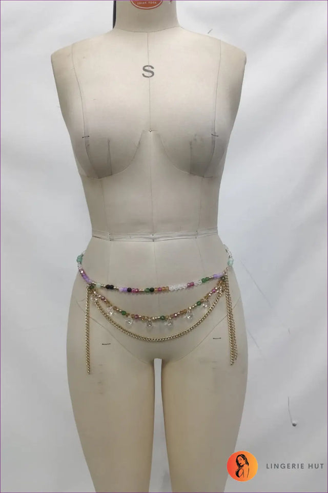 Beaded Chain Halter Top and Skirt Co Ord Set