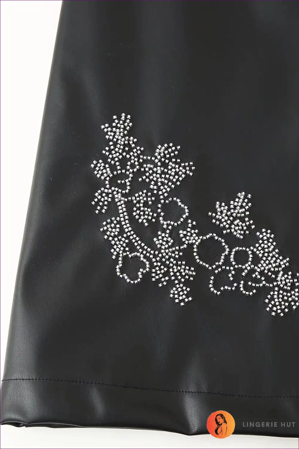 Beaded Faux Leather Mini Dress for Day-to-night Versatility A-line, Autumn, Clubwear, Date Night, Evening Wear