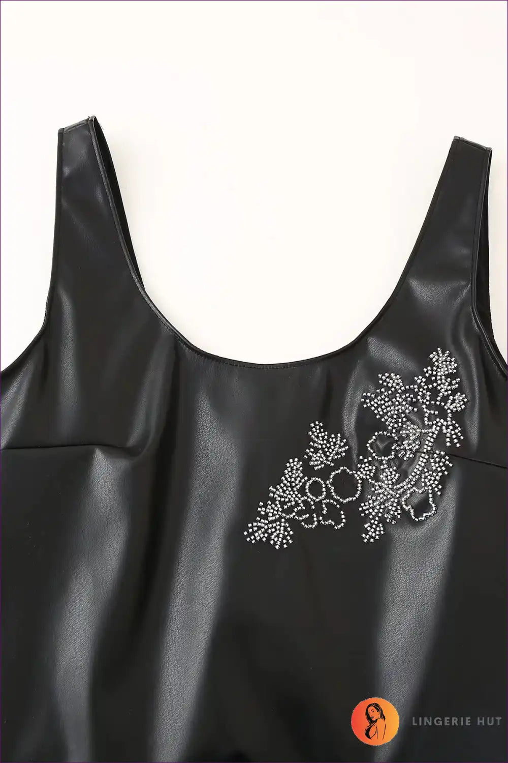 Beaded Faux Leather Mini Dress for Day-to-night Versatility A-line, Autumn, Clubwear, Date Night, Evening Wear