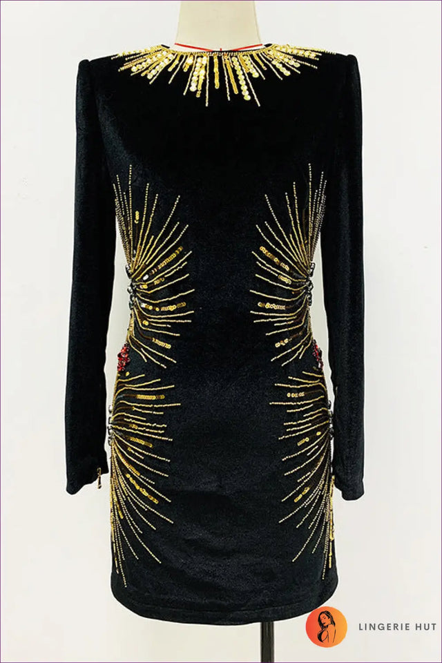 Embellished Velvet Mini Dress