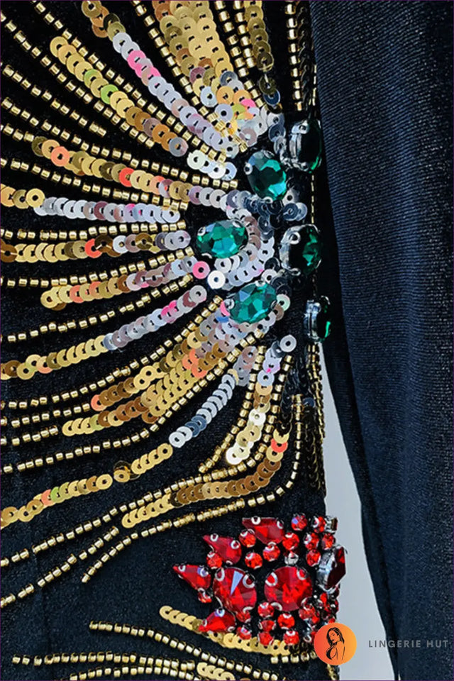 Embellished Velvet Mini Dress