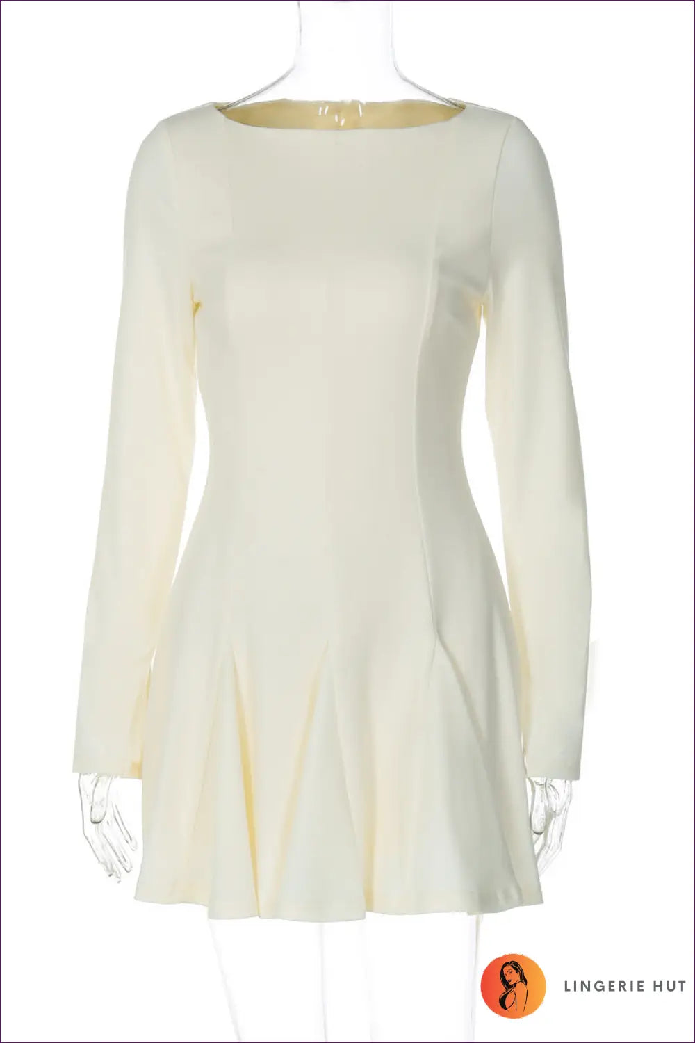 Pleated Mini Dress with Long Sleeves - s / Apricot - Dresses - Autumn • Casual • Evening Wear • Everyday - Lingerie Hut