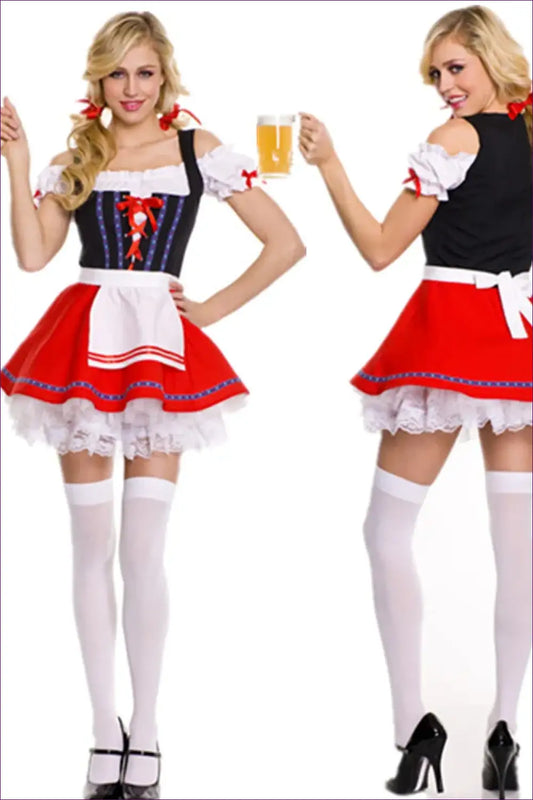 Beer Maid Costume with Lace Petticoat - Playful Nights - Red / m / Oktoberfest Costumes - Halloween • just in • Mini