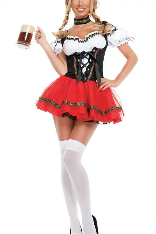 Beer Maid Costume - Oktoberfest Party Essential - Red / s - Outfit Set - Costumes - Lingerie Hut - Autumn • Casual