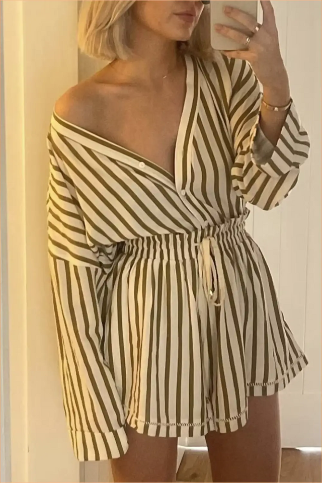 Beige Striped Co Ord Set - Effortlessly Chic Daywear