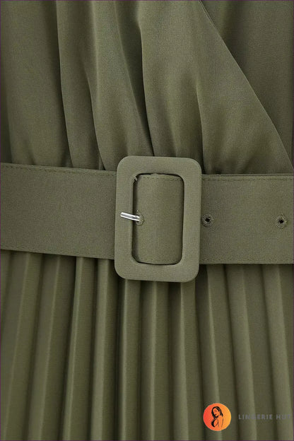 Belted Pleated Midi Dress - Quiet Confidence for Every Occasion - Dresses - A-line • All Season • Autumn • Belted