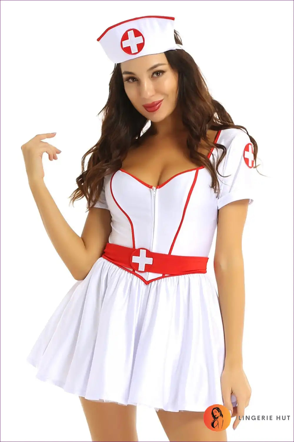 Elevate Your Cosplay With Our Belted Short Sleeve Nurse Uniform. Made From Lightweight And Comfortable