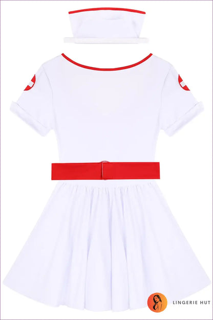 Elevate Your Cosplay With Our Belted Short Sleeve Nurse Uniform. Made From Lightweight And Comfortable