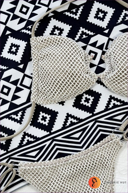 Bikini with Crochet Triangle Top - Carefree Summer Escape - Swimwear - Lingerie Hut - Beachwear • Boho • Cotton