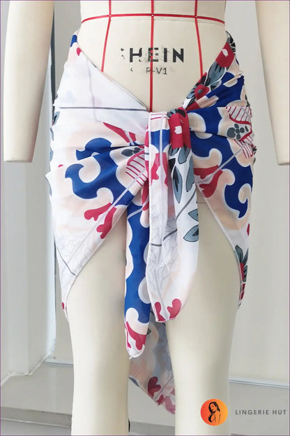 Bikini with Low Waist Fit - Poolside Ease - one Size / can be Used as Headscarf Wrap Skirt - Beachwear • Boho