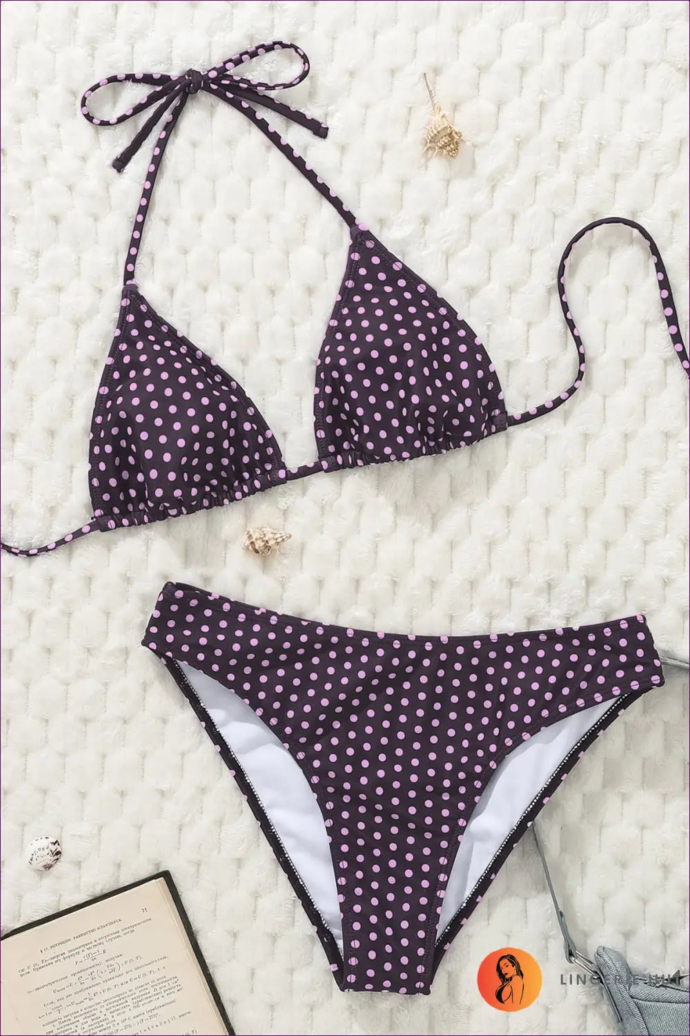 Bikini with Polka Dot Print - Vintage Charm Revival - Xs / Purple - Lingerie Hut - Beachwear • Casual • Halter