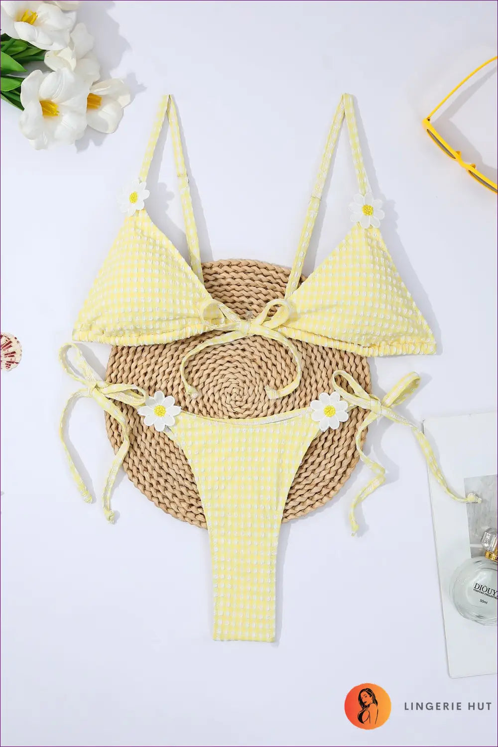Bikini Set with Daisy Accents - Playful Summer - s / Pale Yellow - Beachwear • Boho • Casual • Floral - Lingerie Hut