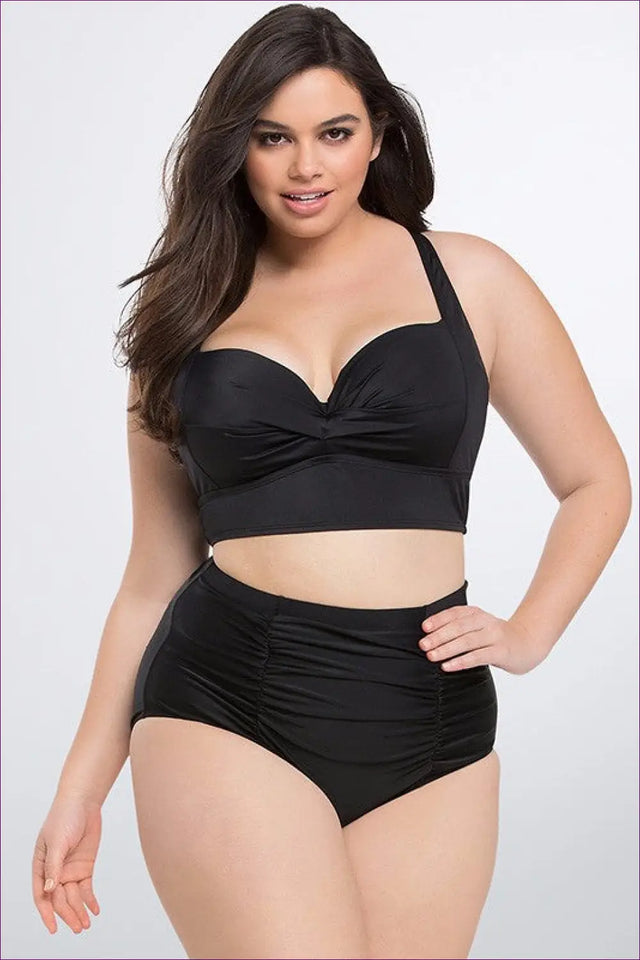 High Waist Bikini Set - Vintage Poolside Glamour
