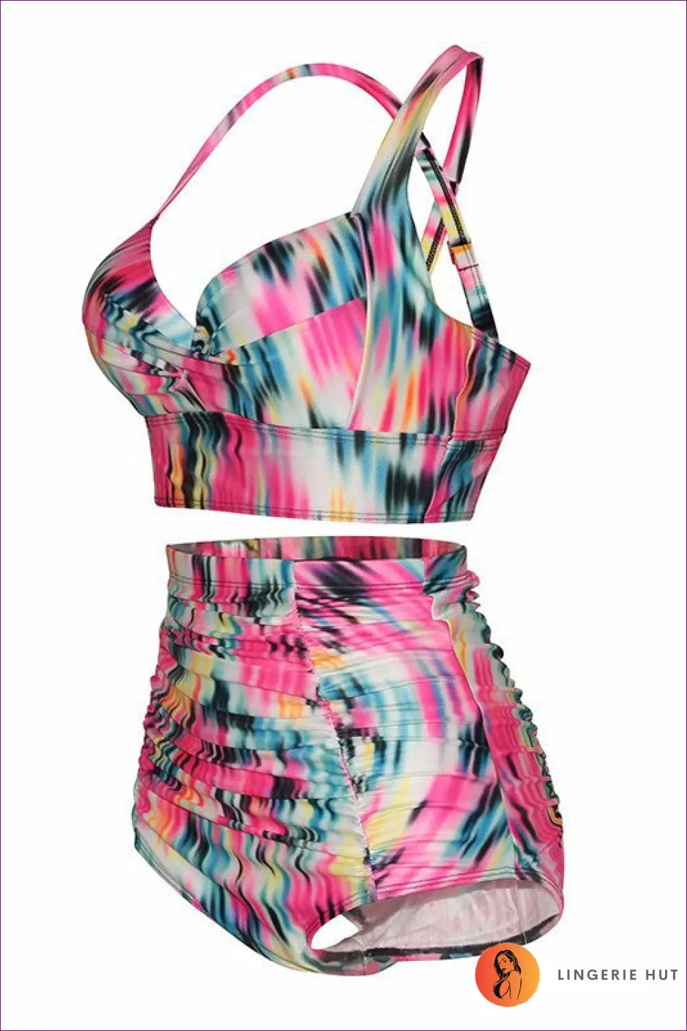 High Waist Bikini Set - Vintage Poolside Glamour - Lingerie Hut - Beachwear • Casual • Cutout • Floral