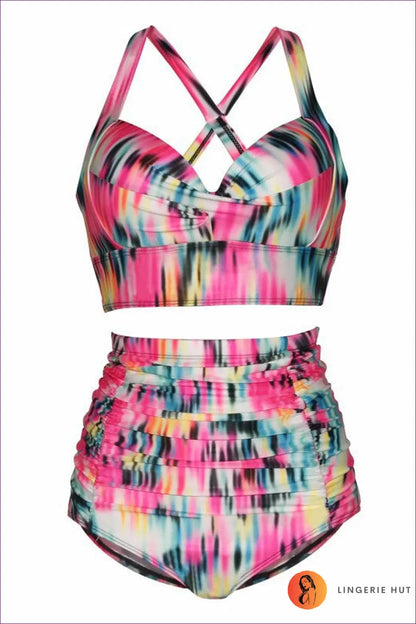 High Waist Bikini Set - Vintage Poolside Glamour - Lingerie Hut - Beachwear • Casual • Cutout • Floral