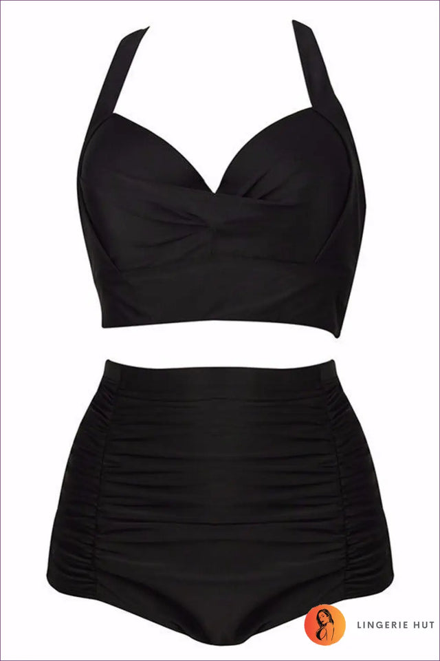 High Waist Bikini Set - Vintage Poolside Glamour