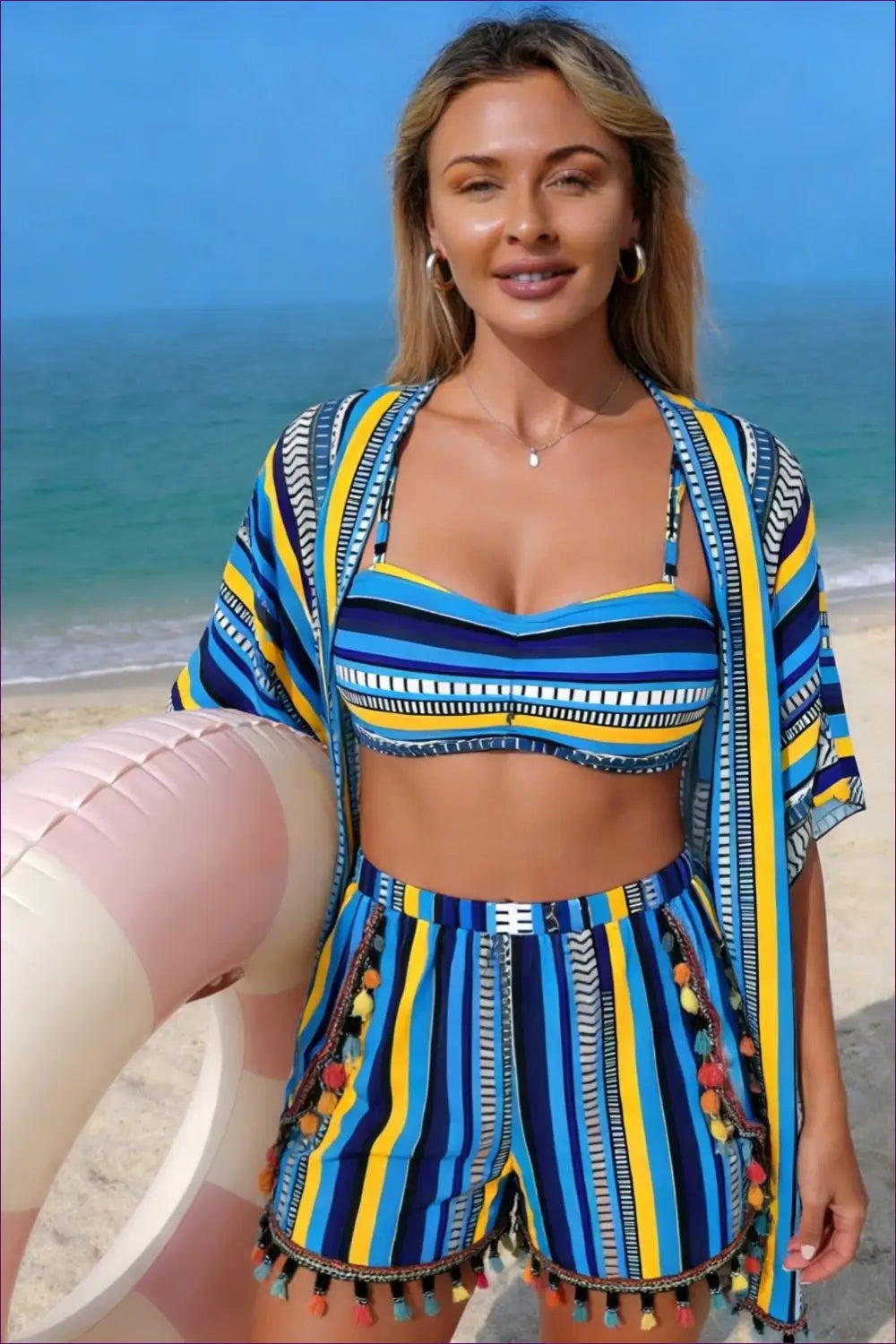 Bikini Set with Kimono Cover-up - Festival Ready - Lingerie Hut - Beachwear • Boho • Casual • Cover Up