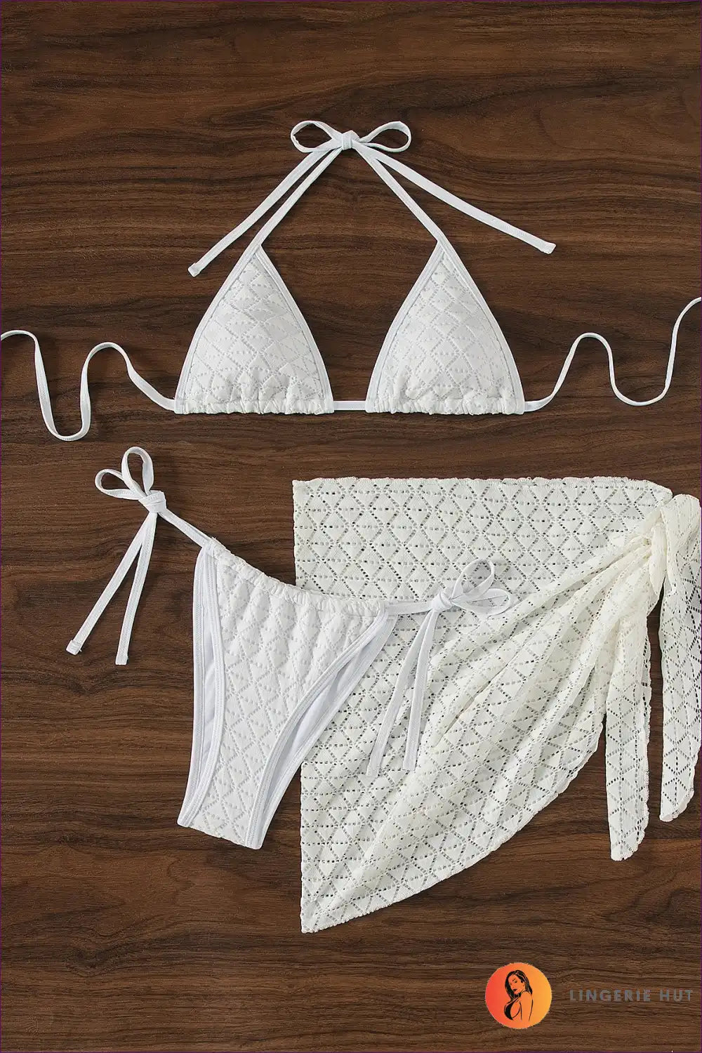 Bikini Set with Lace-up Halter - Poolside Confidence for Beachwear, Bikini, Boho, Cutout, Glamour