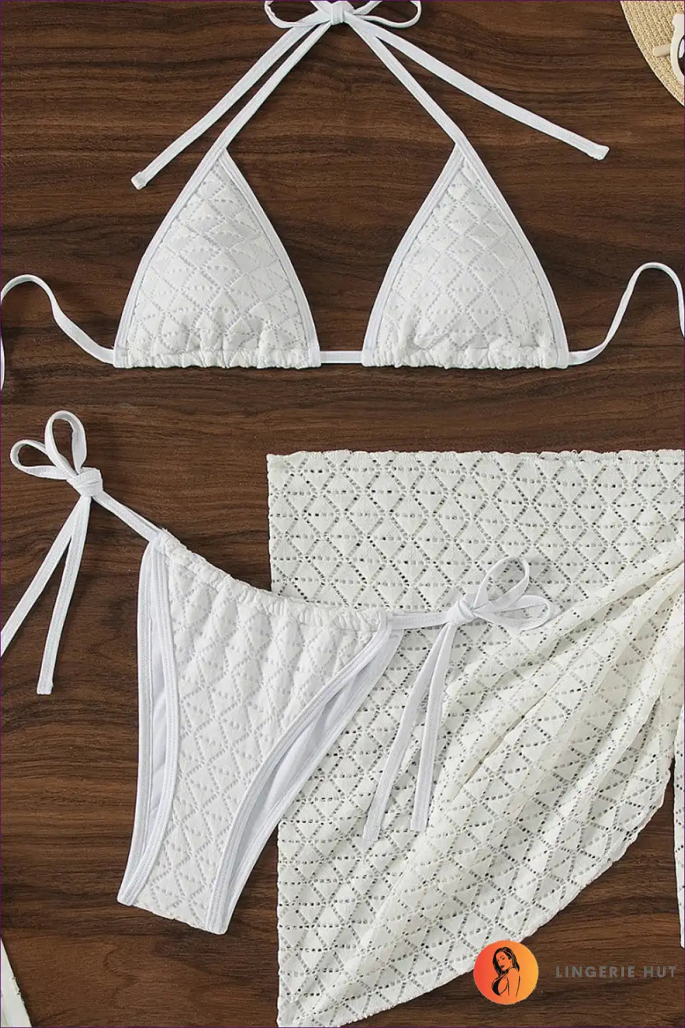 Bikini Set with Lace-up Halter - Poolside Confidence for Beachwear, Bikini, Boho, Cutout, Glamour