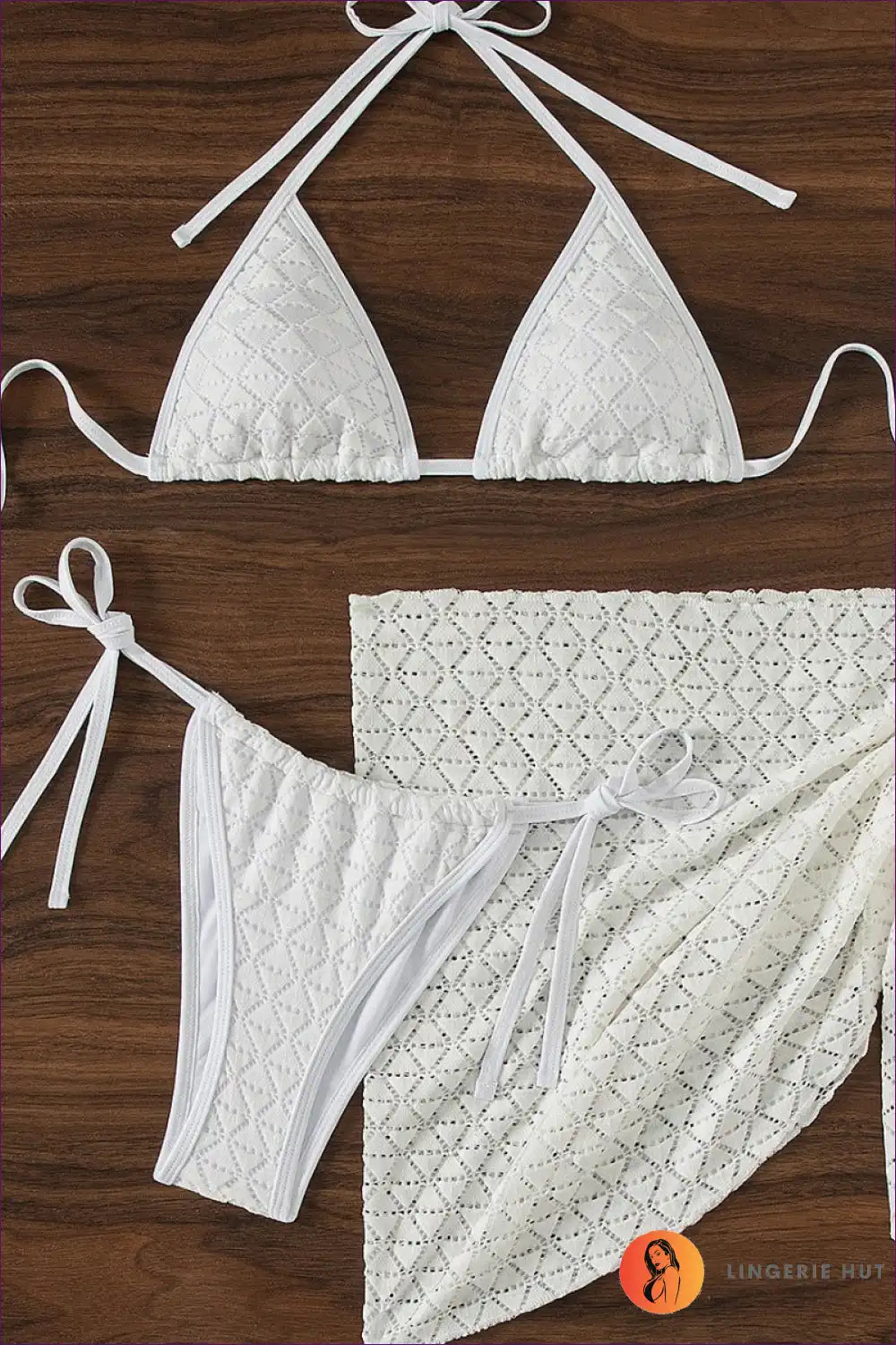 Bikini Set with Lace-up Halter - Poolside Confidence for Beachwear, Bikini, Boho, Cutout, Glamour